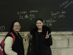 UWS students leaving their mark on the chalkboard at St George the Martyr