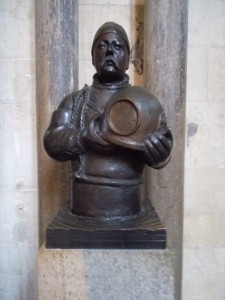 Bust of deep-sea diver, William Walker, in Winchester Cathedral